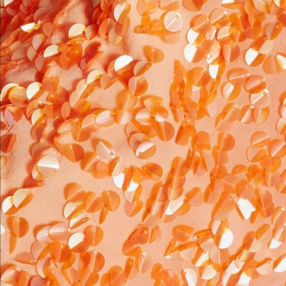 HALSTON HERITAGE Peach Orange Sequin Miini Dress, Size 0 - Picture 5 of 5